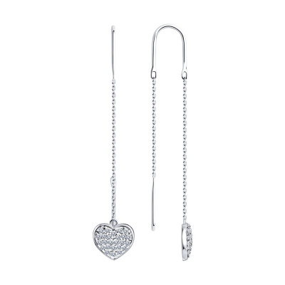 Серьги из серебра, Родированное серебро металл, проба 925, 50  0,165 Фианит недраг Круг 1,25