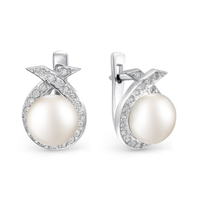 Серьги из серебра, Родированное серебро металл, проба 925, 