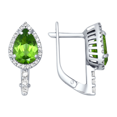 Серьги из серебра, Родированное серебро металл, проба 925, 