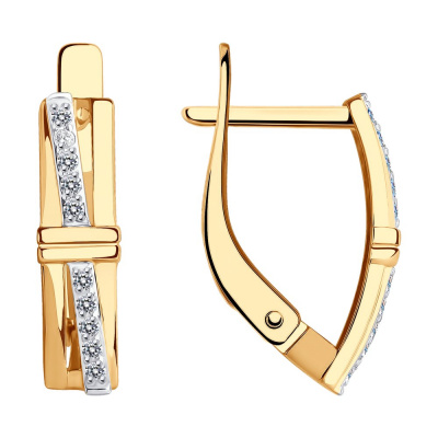 Серьги из золота, Красное золото металл, проба 585, 20  Фианит недраг Круг 1