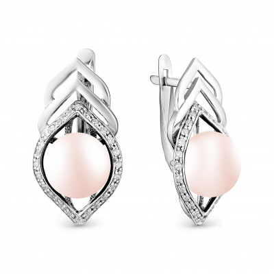 Серьги из серебра, Родированное серебро металл, проба 925, 