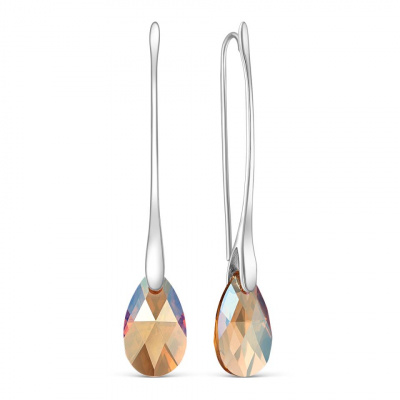 Серьги из серебра, Родированное серебро металл, проба 925, 2 Кристалл Swarovski Сияющий Оранжевый 1,780