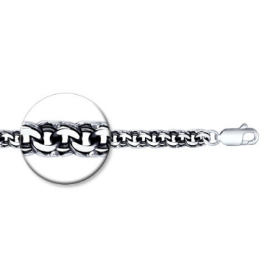 Цепь из серебра, Родированное серебро металл, проба 925, 