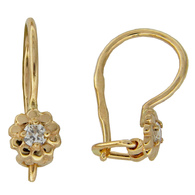 Серьги из золота, Красное золото металл, проба 585, 2 Нанокристалл круг 2.25 0.019