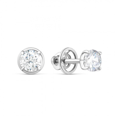 Серьги из серебра, Родированное серебро металл, проба 925, 2 Фианит кр 6,0  0,54