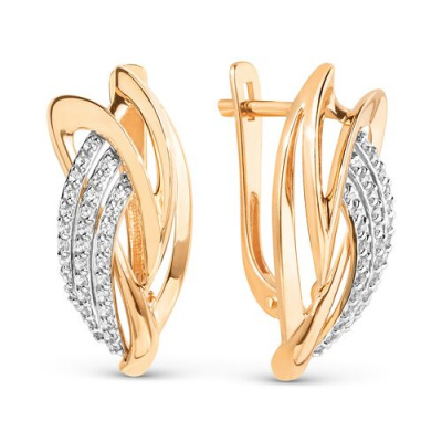 Серьги из золота, Красное золото металл, проба 585, 66 Фианит Кр 1,00 0,115 Бесцветный, 66 Фианит Кр 1,00 0,116 Бесцветный