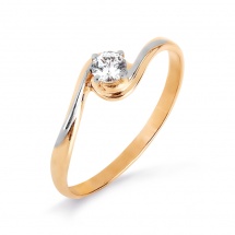 Кольцо из золота, Красное золото металл, проба 585, 1 Swarovski Zirconia 3,5 круг-88#