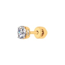 Серьги из золота, Красное золото металл, проба 585, 1  Фианит недраг Круг 5