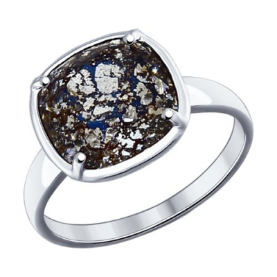 Кольцо из серебра, Родированное серебро металл, проба 925, 1  Кристалл Swarovski Квадрат 10*10