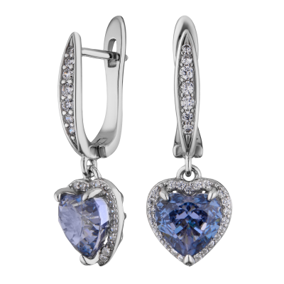 Серьги из серебра, Родированное серебро металл, проба 925, 