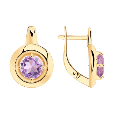 Серьги из серебра, Золочение розовое металл, проба 925, 