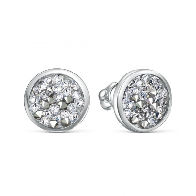 Серьги из серебра, Родированное серебро металл, проба 925, 2 Кристалл Swarovski Австрия Бесцветный 0,520