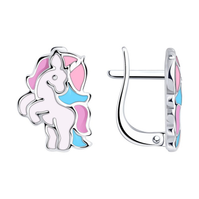 Серьги из серебра, Родированное серебро металл, проба 925, 