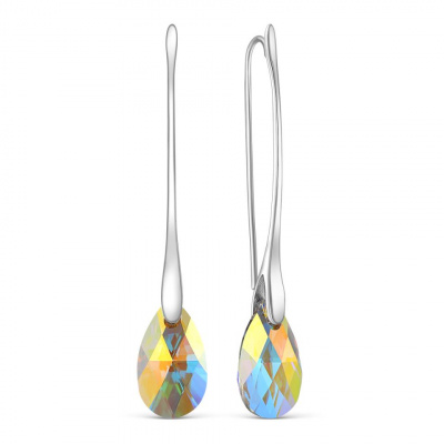Серьги из серебра, Родированное серебро металл, проба 925, 2 Кристалл Swarovski Австрия Северное сияние 1,880