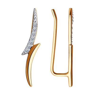 Серьги из золота, Красное золото металл, проба 585, 14  Фианит недраг Круг 1