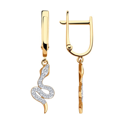 Серьги из золота, Красное золото металл, проба 585, 4   Фианит недраг Круг 1,25 ; 34   Фианит недраг Круг 1