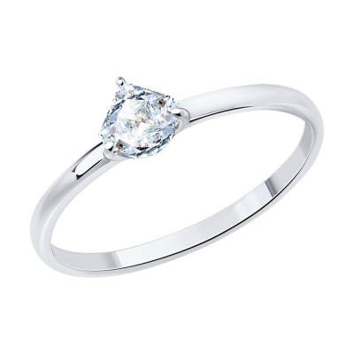 Кольцо из серебра, Родированное серебро металл, проба 925, 1  Фианит SWAROVSKI недраг Листок 5