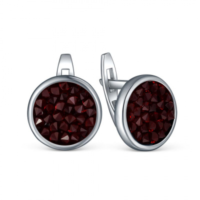Серьги из серебра, Родированное серебро металл, проба 925, 2 Кристалл Swarovski Австрия Красный 0,520
