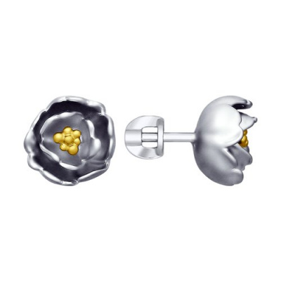 Серьги из серебра, Родированное серебро металл, проба 925, 