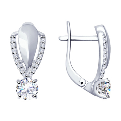 Серьги из серебра, Родированное серебро металл, проба 925, 32  Фианит SWAROVSKI Круг 1 ; 2  Фианит SW, 32  Фианит SWAROVSKI Круг 1 ; 2  Фианит SWAROVSKI Круг 5