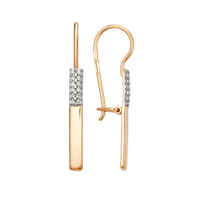 Серьги из золота, Красное золото металл, проба 585, 24 Фианит Кр 1,00 0,042 Бесцветный