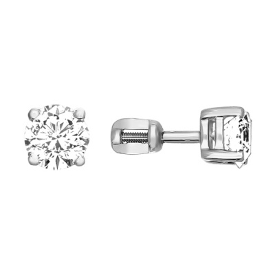 Серьги из серебра, Родированное серебро металл, проба 925, 2  0,582 Фианит недраг Круг 6