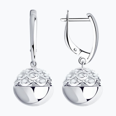 Серьги из серебра, Родированное серебро металл, проба 925, 