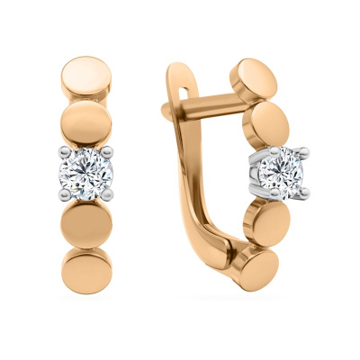 Серьги из золота, Красное золото металл, проба 585, 2 Фн Круг 3.25 0.103