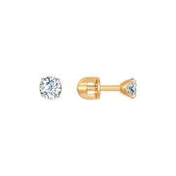Серьги из золота, Красное золото металл, проба 585, 2  Фианит недраг Круг 4, 2   Фианит недраг Круг 4