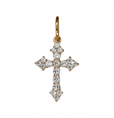 Подвеска из золота, Красное золото металл, проба 585, Циркон Swarovski