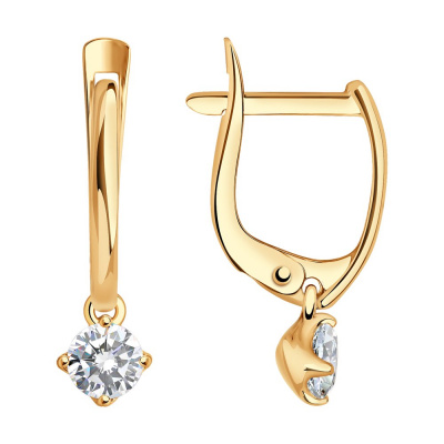 Серьги из золота, Красное золото металл, проба 585, 2   Фианит недраг Круг 4, 2  0,180 Фианит недраг Круг 4, 2  Фианит недраг Круг 4