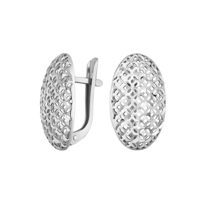 Серьги из серебра, Родированное серебро металл, проба 925, 