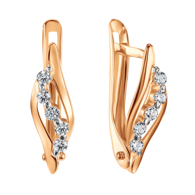 Серьги из золота, Красное золото металл, проба 585, 10 Фиан круг 1,50 0,057 б/цв