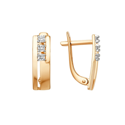 Серьги из золота, Красное золото металл, проба 585, 6 Фианит Кр 2,00 0,076 Бесцветный, 6 Фианит Кр 2,00 0,077 Бесцветный