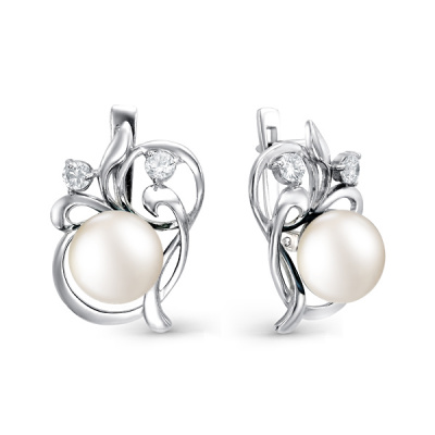 Серьги из серебра, Родированное серебро металл, проба 925, 