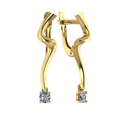 Серьги из золота, Красное золото металл, проба 585, 2 Фн Круг 3.75 0.161