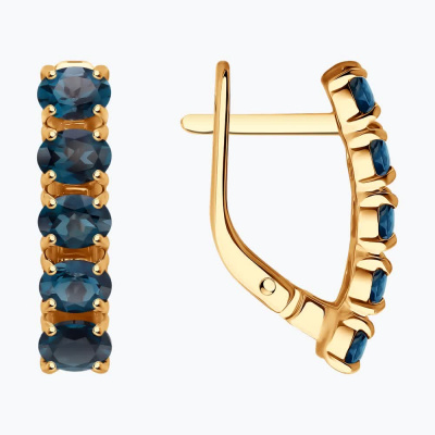 Серьги из серебра, Золочение розовое металл, проба 925, 10   Топаз Овал 4*3