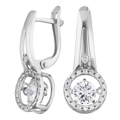 Серьги из серебра, Родированное серебро металл, проба 925, 