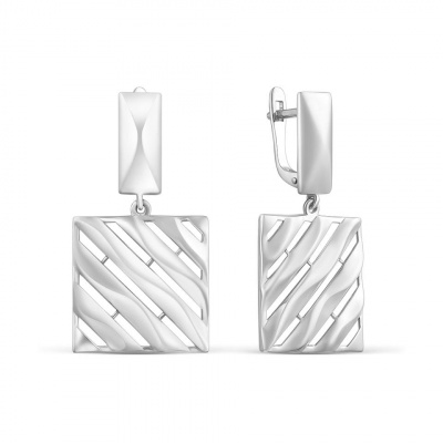 Серьги из серебра, Родированное серебро металл, проба 925, 