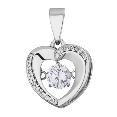 Подвеска из серебра, Родированное серебро металл, проба 925, Кубик Циркония