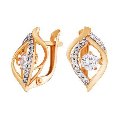 Серьги из серебра, Золочение розовое металл, проба 925, 