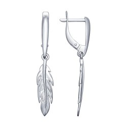 Серьги из серебра, Родированное серебро металл, проба 925, 