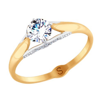 Кольцо из золота, Красное золото металл, проба 585, Фианит SWAROVSKI