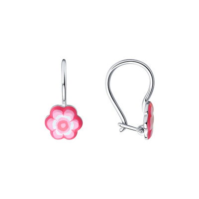 Серьги из серебра, Родированное серебро металл, проба 925, 2 0,960 Эмаль  0, 2  Эмаль  0