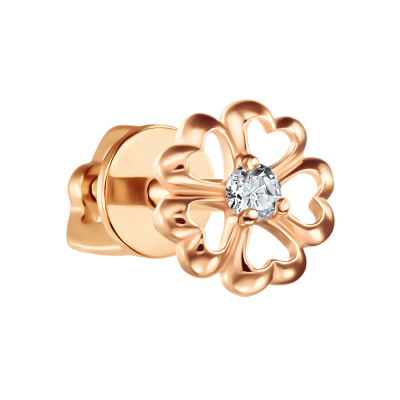 Серьги из золота, Красное золото металл, проба 585, 1 Фиан круг 1,75 0,009 б/цв