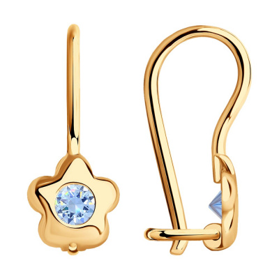 Серьги из золота, Красное золото металл, проба 585, 2  Фианит недраг Круг 3