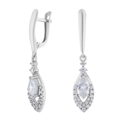 Серьги из серебра, Родированное серебро металл, проба 925, 