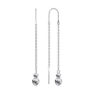 Серьги из серебра, Родированное серебро металл, проба 925, 