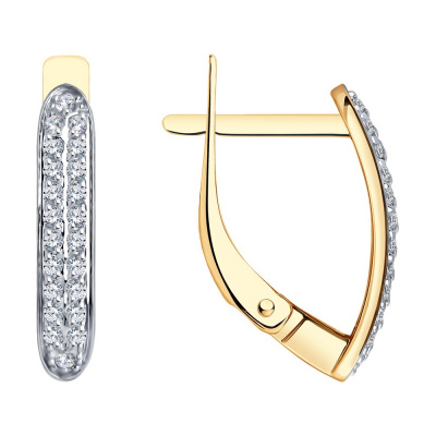 Серьги из золота, Красное золото металл, проба 585, 44  Фианит недраг Круг 1