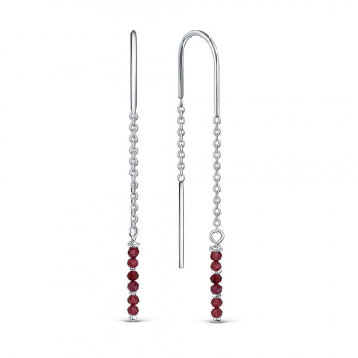Серьги из серебра, Родированное серебро металл, проба 925, 12 Гранат Красный Кр 2,25 0,220